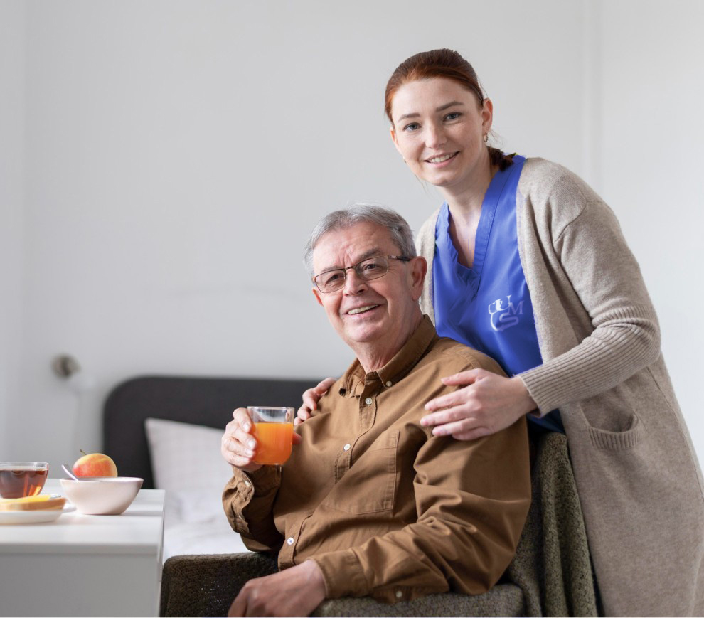 Caregiver supporting a client living with dementia
