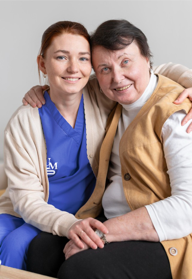 two people side hugging